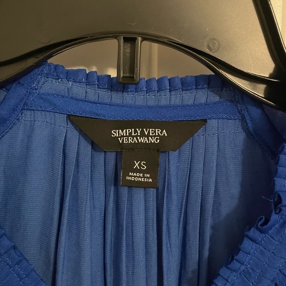 SLEEVELESS V-NECK SIMPLY VERA VERAWANG XS BLOUSE GORGEOUS BLUE GATHERING ACCENTS - Picture 4 of 13